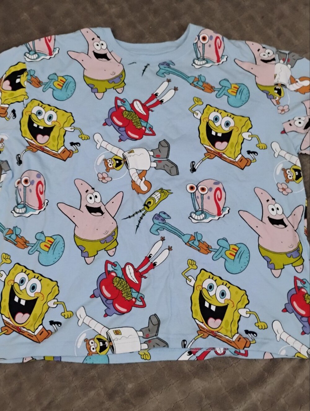 SpongeBob SquarePants Pastel Blue All-Over Character Tee
